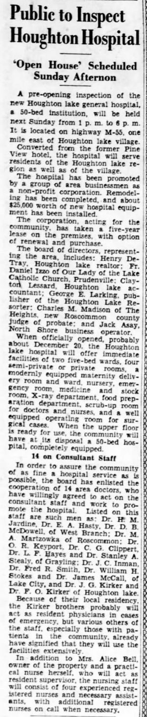 Pine View Hotel - Dec 1948 Article On Hospital (newer photo)